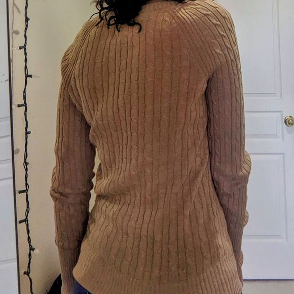 âť—2/$25 Bundle Discountâť—Tan-colored deep v-neck sweater - Picture 4 of 12